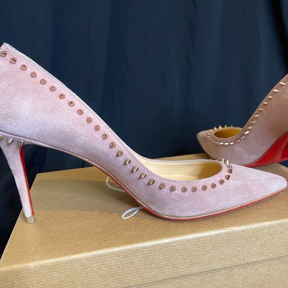 - Christian Louboutin Anjalina 85 Velours Spike Pointed Toe Pumps - Pink B… - Picture 14 of 16